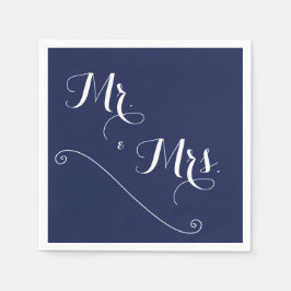 Elegant Navy Blue Mr. und Mrs. Wedding Napkins Serviette