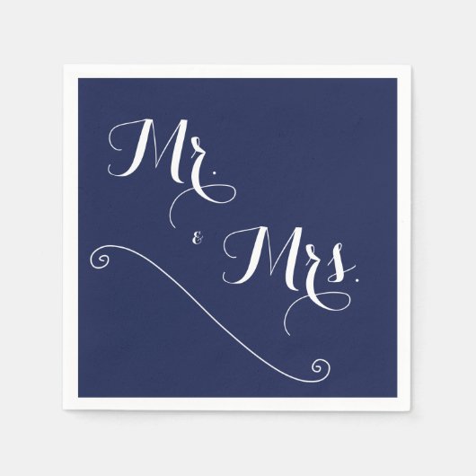 Elegant Navy Blue Mr. und Mrs. Wedding Napkins Serviette (Vorderseite)
