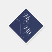 Elegant Navy Blue Mr. und Mrs. Wedding Napkins Serviette (Ecke)
