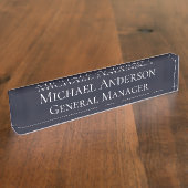 Elegant Navy Blue Name Plate Namensplakette (Seite)