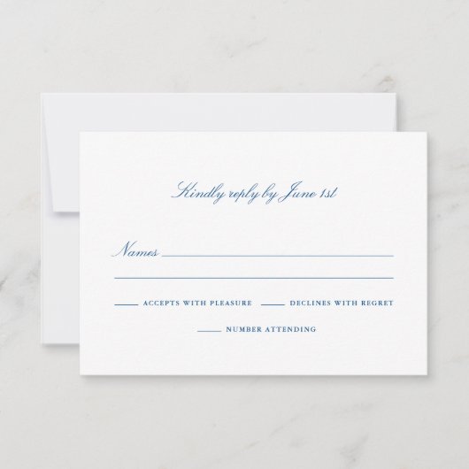 Elegant Navy Blue Number Teilnahme RSVP Karte (Vorderseite)