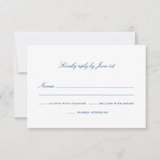 Elegant Navy Blue Number Teilnahme RSVP Karte