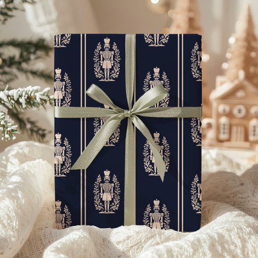 Elegant Navy Blue Nutcracker Geschenkpapier