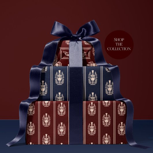Elegant Navy Blue Nutcracker  Geschenkpapier