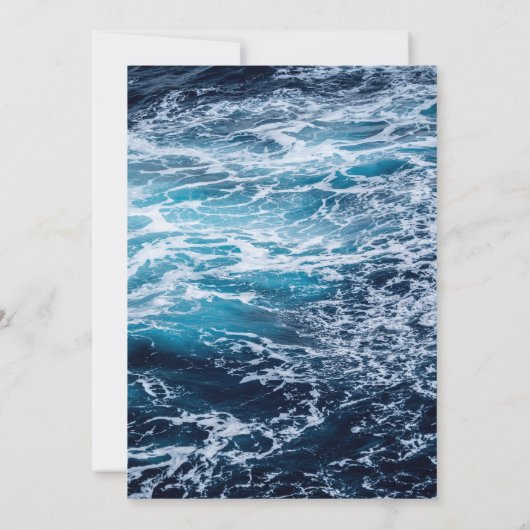 Elegant Navy Blue Ocean Waves Beach Hochzeit Einladung (Rückseite)