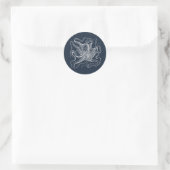 Elegant Navy Blue Octopus Illustration Runder Aufkleber (Tasche)