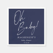 Elegant Navy Blue Oh Baby Shower Serviette (Vorderseite)
