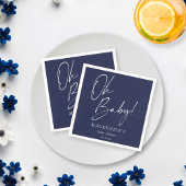 Elegant Navy Blue Oh Baby Shower Serviette