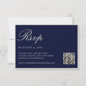 Elegant Navy Blue Old Money QR Code Wedding RSVP Karte (Vorderseite)