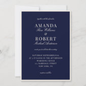 Elegant Navy Blue Old Money Wedding Einladung (Vorderseite)