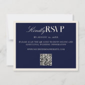 Elegant Navy Blue Old Money Wedding RSVP Karte (Vorderseite)