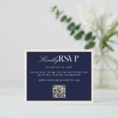Elegant Navy Blue Old Money Wedding RSVP Karte (Stehend Vorderseite)