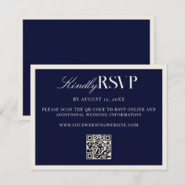 Elegant Navy Blue Old Money Wedding RSVP Karte