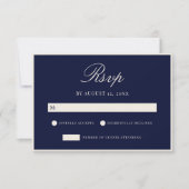 Elegant Navy Blue Old Money Wedding RSVP Karte (Vorderseite)