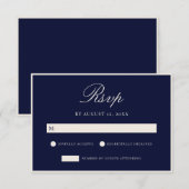 Elegant Navy Blue Old Money Wedding RSVP Karte (Vorne/Hinten)