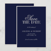 Elegant Navy Blue Old Money Wedding Save The Date (Vorne/Hinten)