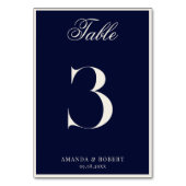 Elegant Navy Blue Old Money Wedding Tischnummer (Rückseite)