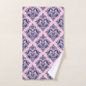 Elegant navy blue on pink vintage damasks badhandtuch set (Handtuch)