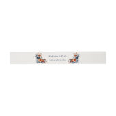 Elegant Navy Blue Orange Floral Wedding Einladungsbanderole (Flach)