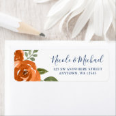 Elegant Navy Blue Orange Watercolor Floral (Insitu)