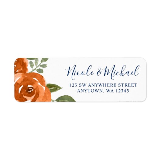 Elegant Navy Blue Orange Watercolor Floral (Vorne)