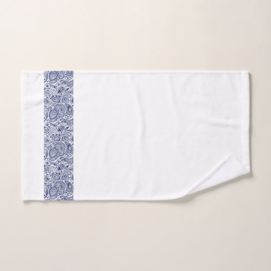 Elegant Navy-Blue Paisley Stripe Badhandtuch Set (Handtuch)