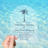Elegant Navy Blue Palm Formal Beach Hochzeit Acryleinladungen
