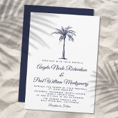 Elegant Navy Blue Palm Tree Formal Beach Hochzeit Einladung
