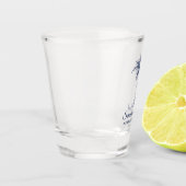 Elegant Navy Blue Palm Tree Personalisiert Schnapsglas (Links)