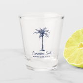Elegant Navy Blue Palm Tree Personalisiert Schnapsglas (Vorderseite)