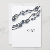 Elegant Navy Blue Pearl Watercolor Modern Wedding  Dankeskarte (Rückseite)