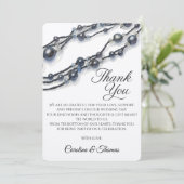 Elegant Navy Blue Pearl Watercolor Modern Wedding  Dankeskarte (Stehend Vorderseite)