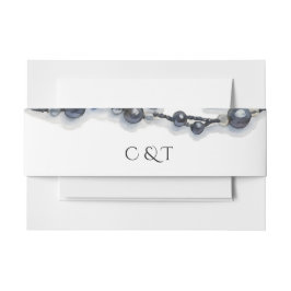 Elegant Navy Blue Pearl Watercolor Modern Wedding  Einladungsbanderole