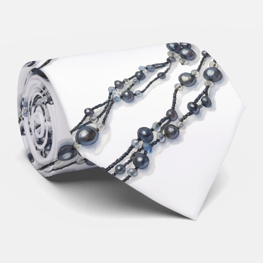 Elegant Navy Blue Pearl Watercolor Modern Wedding Krawatte (Gerollt)