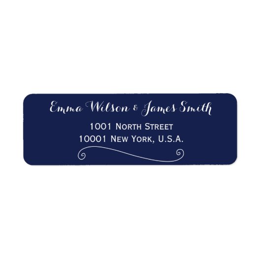 Elegant Navy Blue Personalisiert Address Labels (Vorne)