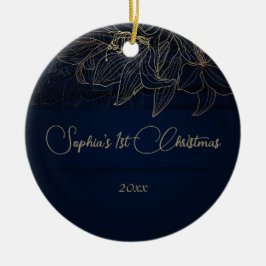 Elegant Navy Blue Personalisiert First Christmas Keramik Ornament