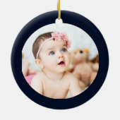 Elegant Navy Blue Personalisiert First Christmas Keramik Ornament (Hinten)