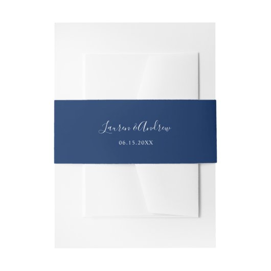 Elegant Navy Blue Personalisiert Wedding Einladungsbanderole (Vorderseite Beispiel)