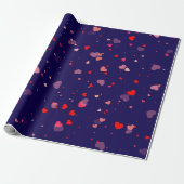 Elegant Navy Blue Pink Hearts Valentine Geschenkpapier (Ungerollt)