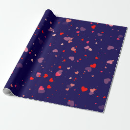 Elegant Navy Blue Pink Hearts Valentine Geschenkpapier