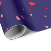 Elegant Navy Blue Pink Hearts Valentine Geschenkpapier (Rolleneckpunkt)