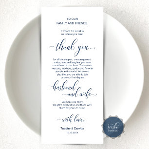 Elegant Navy Blue, Place Einstellung Dankeschön Ka Programm
