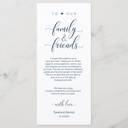 Elegant Navy Blue, Place Einstellung Dankeschön Ka Programm (Vorderseite)