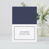 Elegant Navy Blue Platzkarte (Stehend Vorderseite)