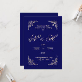 Elegant Navy Blue Pop Einladung zur Hochzeit