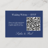 Elegant Navy Blue QR Code Website RSVP Card Begleitkarte (Vorderseite)