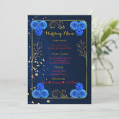 Elegant Navy Blue Reception Menu Template Menükarte (Stehend Vorderseite)