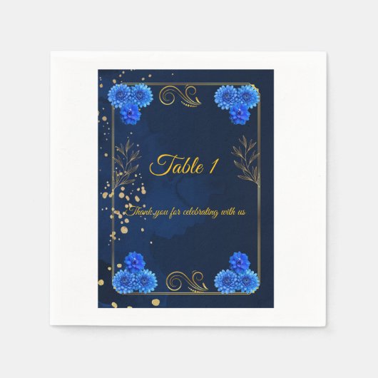 Elegant Navy Blue Reception Table Number Card Serviette (Vorderseite)