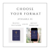 Elegant Navy Blue Religious Cross Boy Bestätigung Einladung