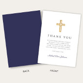 Elegant Navy Blue Religious Cross Confirmation Dankeskarte